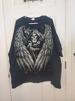 Mens Grim Reaper W/ Wings Short Sleeve Crew Neck Gliden Brand T-shirt SZ 3XL • $23