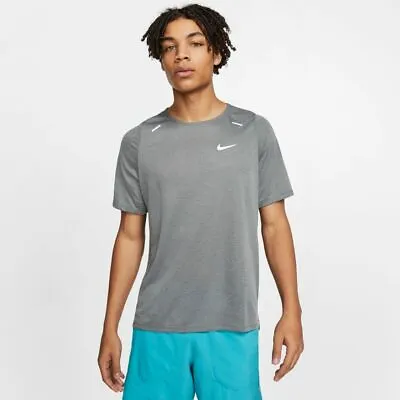 Nike Dri-FIT Rise 365 Short Sleeve Running Top Gray White CJ5420-097 Men's NWT • $18.69