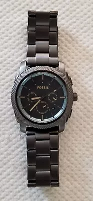 Fossil Men's Large 45mm Gunmetal Watch FS5172 Link Band 7.25  Max New Battery • $24.99