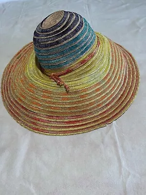 Missoni Mare Multicolour Striped Straw Hat Featuring Coordinating Strap • $420