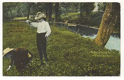 Boy Fisherman Fishing At MILLERSBURG PA Vintage Dauphin County Postcard • $3.49