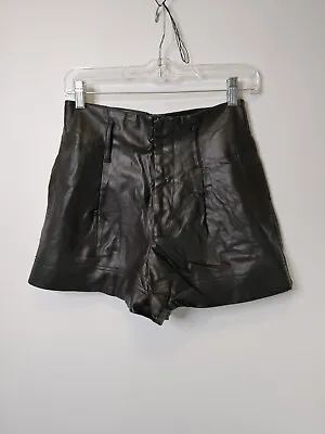 ZARA Faux Pattern Leather Black Shorts Sz XS Women High Rise Club Wear Biker Sof • $25.99