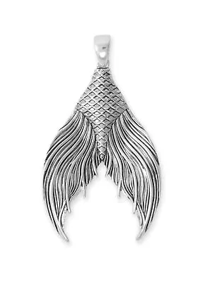 Mermaid Tail Pendant Oxidized Sterling Silver • $34.36