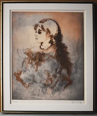 Listed Indian Artist KAIKO MOTI Signed Original Lithograph 'Girl' 1978 • $300
