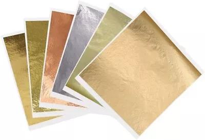 200X Leaf Foil Sheets Gilding Art Craft Metallic Transfer DIY Gold Silver Copper • £6.99