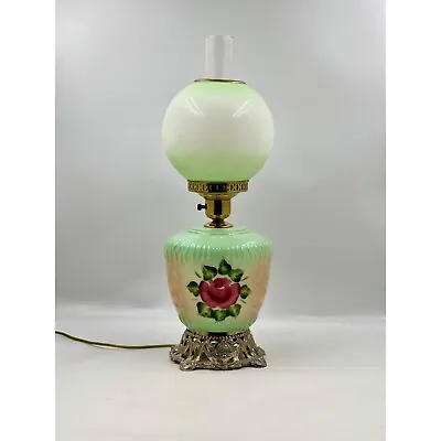 23  Rare Vintage Gone W/ The Wind GWTW Parlor Lamp - Green W/ Roses - GEORGOUS • $200