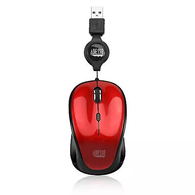 Adesso IMouse S8R Wired Retractable Optical Mini Mouse - Red • $14.26