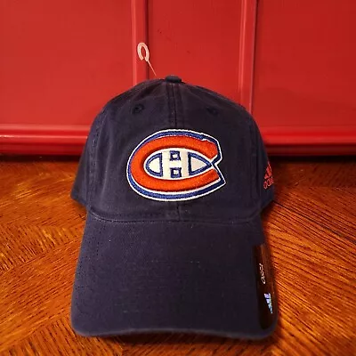 New Montreal Canadiens Adidas Navy Blue Cotton Slouch Adjustable Dad Hat NWT  • $20.50