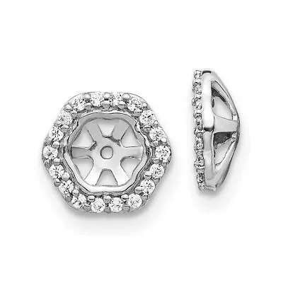 $284.27 • Buy 14K White Gold Hexagon Diamond Earring Jackets