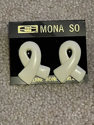 Vintage Mona So Genuine Bone Pierced Earrings NEW • $9.99