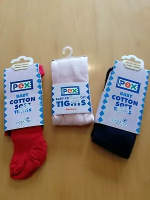 £9 • Buy Brand New In Packets Pex  New/born Tights 3 Pairs 1/pale Pink 1/red 1/navy  
