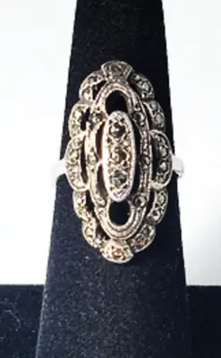 Antique Art Deco Edweardian Marcasite Sterling Silver Ring Lot Sz ~7.5 • $29.99