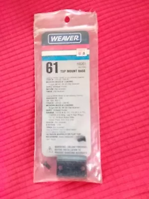 Weaver 61 Top Mount Base 2-PK. Knight Sako Savage. 48061 Gloss Blk. NOS • $5.99