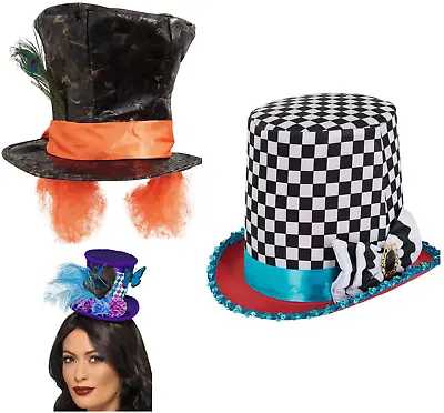 Mad Hatter Hat Alice Fairytale Book Day Fancy Dress Hat Mens Ladies Top Hat • £7.99