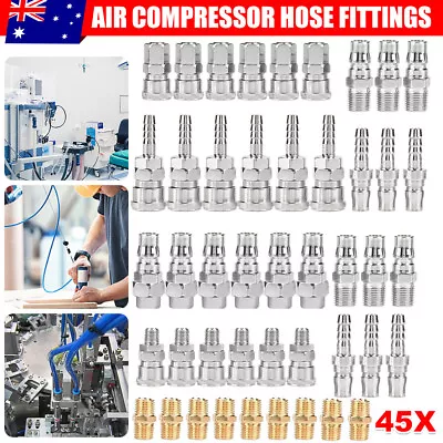 45x Air Compressor Hose Fittings Nitto Type Male Female Barb Coupler Tools Set • $24.95