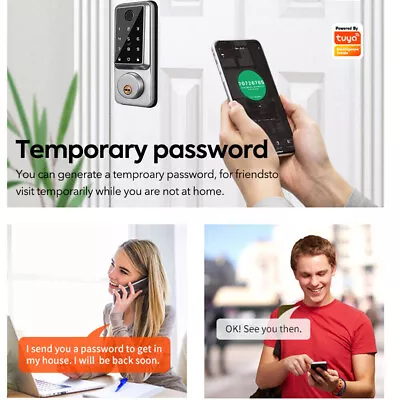 Wifi Smart Door Lock Front Deadbolts Tuya APP Fingerprint Card Keyless Digital • $94.99