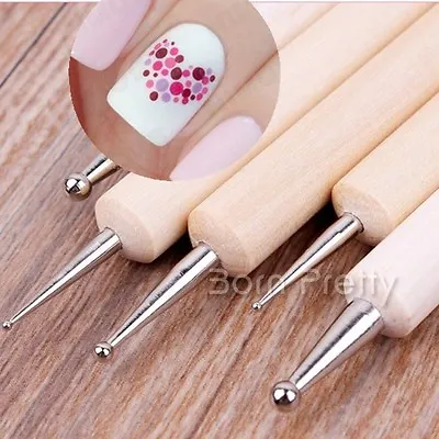 5pcs 2-way Wooden Nail Art Dotting Dot Pens Nail Drawing Marbleizing Tools DIY • $2.39