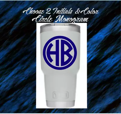 Monogram Personalized Vinyl Decal Sticker For Tumbler Circle Monogram Design • $2.59