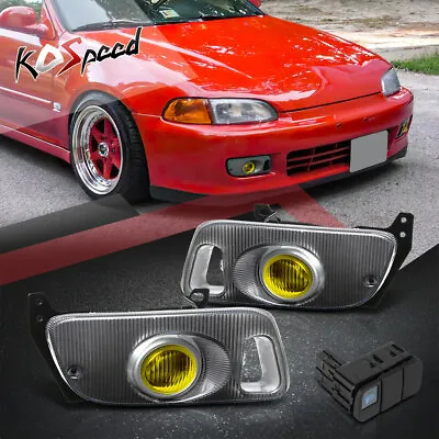 Amber Lens Front Driving Fog Lights W/Switch For 92-95 Civic Coupe/Hatchback • $45.98