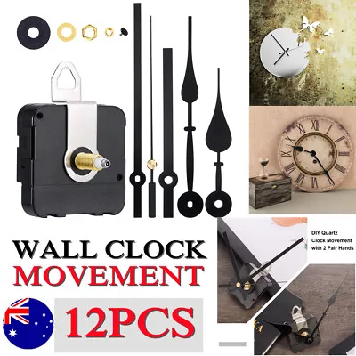 $10.95 • Buy 12pcs Wall Clock Quartz Movement Motor Mechanism Long Spindle Hands Repair Kit 