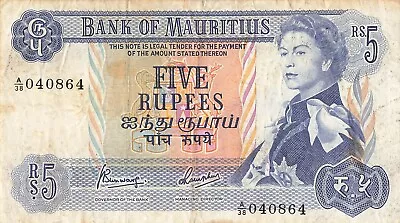 Mauritius 5 Rupees 1967 • $1