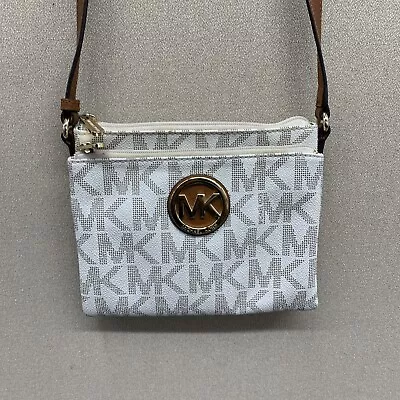 Michael Kors Fulton Vanilla Signature Logo PVC Small Crossbody Bag (041745) • $16.50