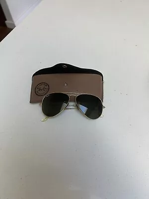 Vintage Ray Ban B&L Aviator Sunglasses Gold Tone Green  Lense 58mm • $150