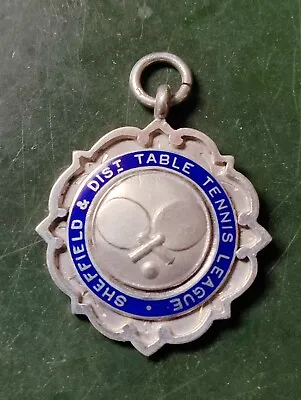 Antique Enamelled Silver Pocket Watch Fob Medal - Sheffield Table Tennis League • $11.82