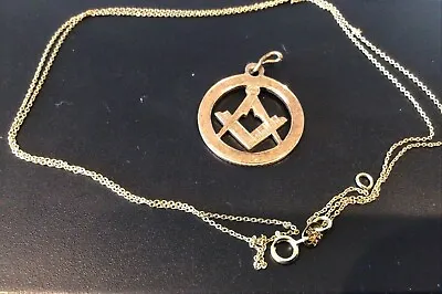 Masonic Antique Hallmarked 1922. 9ct Gold Watch Fob Pendant & A 14ct Gold Chain. • £130