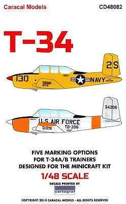 Caracal Decals 1/48 BEECH T-34 MENTOR U.S. Air Force And U.S. Navy • $11.50