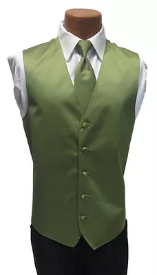 ML Mens Green Tuscany Cypress Zelente Fullback Wedding Prom Tuxedo Vest W/ Tie • $5.40