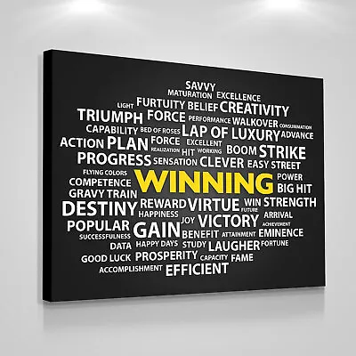 Motivational Word Cloud Wall Art Canvas Print Success Winning Inspiration Office • $129.95