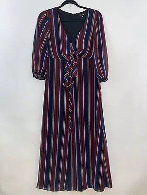 Madewell Womens Wrap Around Maxi Dress Striped 3/4 Sleeve Size 0 • $2