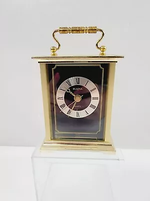 Bulova Germany Gold Tone W/ Black Face Carriage Clock B1382 Quartz Battery Op • $29.95