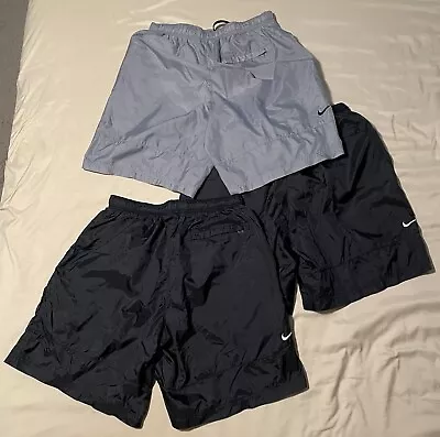 Lot Of 3 VTG Nike Shorts Black Nylon Mesh Lined Swim Trunks Gray Tag Y2K Large • $2.25