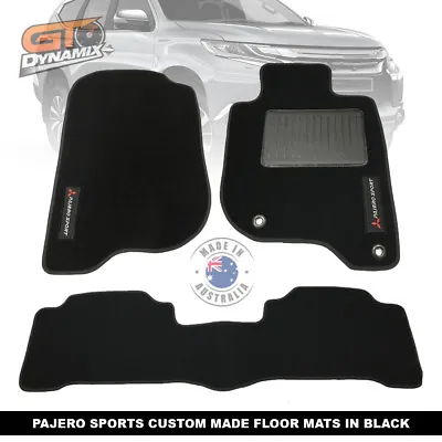 $129.95 • Buy Custom Made BLACK Floor Mats MITSUBISHI PAJERO SPORTS 2Row GLX GLS VRX 1/2016-22