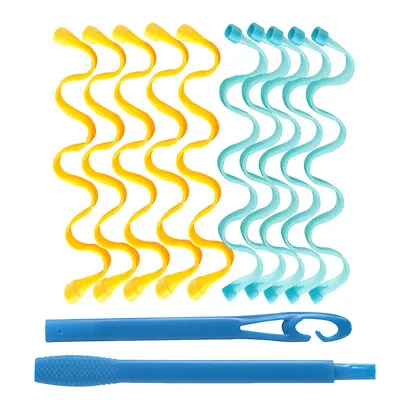 £6.55 • Buy 10Pcs Magic Hair Rollers Curler Flexible Wave Former Spiral Styling Kit No Heat 