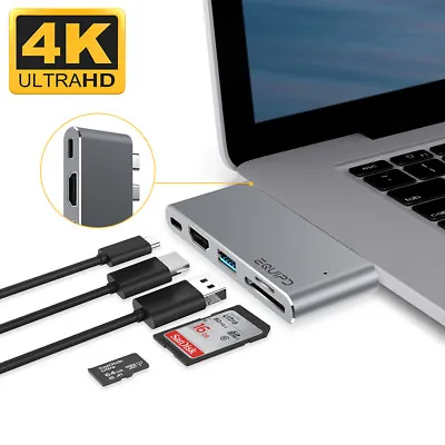 Aluminum USB-C Hub W/4K HDMI Thunderbolt 3 USB 3 Card Reader For Macbook Pro • $9.99