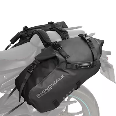 28L Pair Waterproof Motorcycle Saddlebags Saddle Panniers Rear Side Bags Black • $84.35