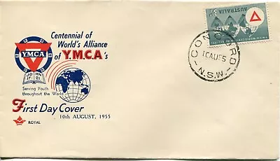 1955 YMCA World Centennial - Royal FDC Blue • $8