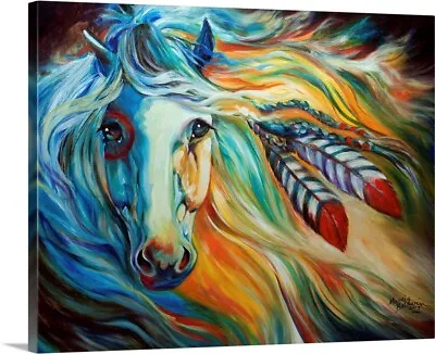 Breaking Dawn Indian War Horse Canvas Wall Art Print Wildlife Home Decor • $309.99