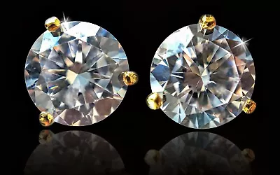 3 Ct Tw Martini Earrings Top Extra Brilliant CZ Moissanite Simulant 14kt Over SS • $77