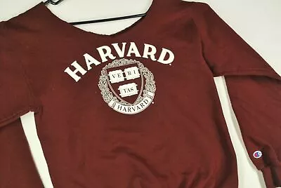 Vintage 90s Champion Harvard University Off Shoulder Crewneck Sweatshirt Womens • $24.99