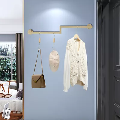 Clothes Hanging Rail Rack Metal Wall Mounted Straight Corner Style Coats Shelf • $39