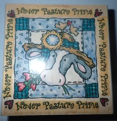 1998 Penny Black Rubber Stamp Never Pasture Pime Cow Country Patchwork Mounted • $12.99