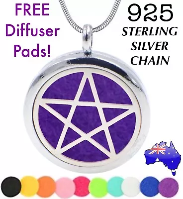 $3.70 • Buy Pentagram Witch Essential Oil Diffuser Locket 925 Sterling Silver Chain Necklace
