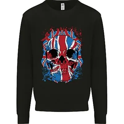 Union Jack Flag Skull Gym MMA Biker Mens Sweatshirt Jumper • £20.99