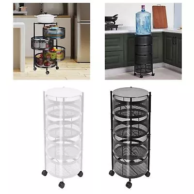 4 Tier Circular Vegetable Storage Rolling Trolley Storage Rack Storage Cart • $136.03