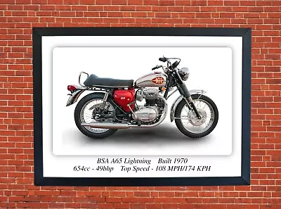 BSA A65 Lightning 650 Motorcycle - A4 Size Print Poster On Photographic Paper  • £6.99