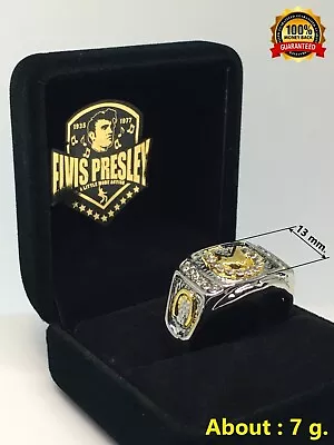 Elvis Presley Wedding Ring TCB Horseshoes Austrian Crystal Silver Square Men • $22.79